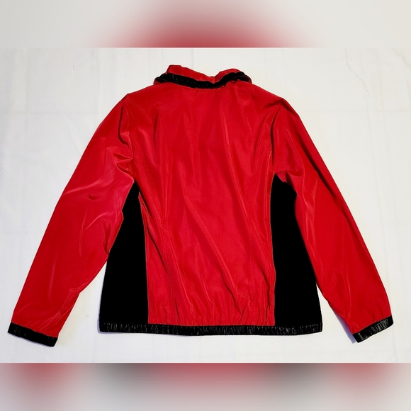 Zenergy by Chico's Size 2 (Large) Red/Black Windbreaker Jacket Faux Leather - Picture 7 of 8